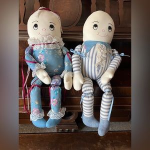 Pair of Adorable Vintage Handmade Humpty Dumpty Boy & Girl